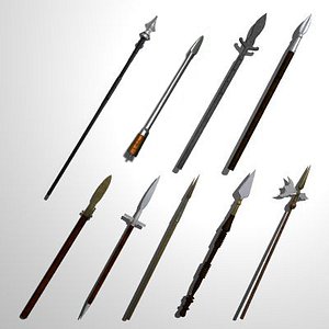 set 15 medieval spears 3d 3ds