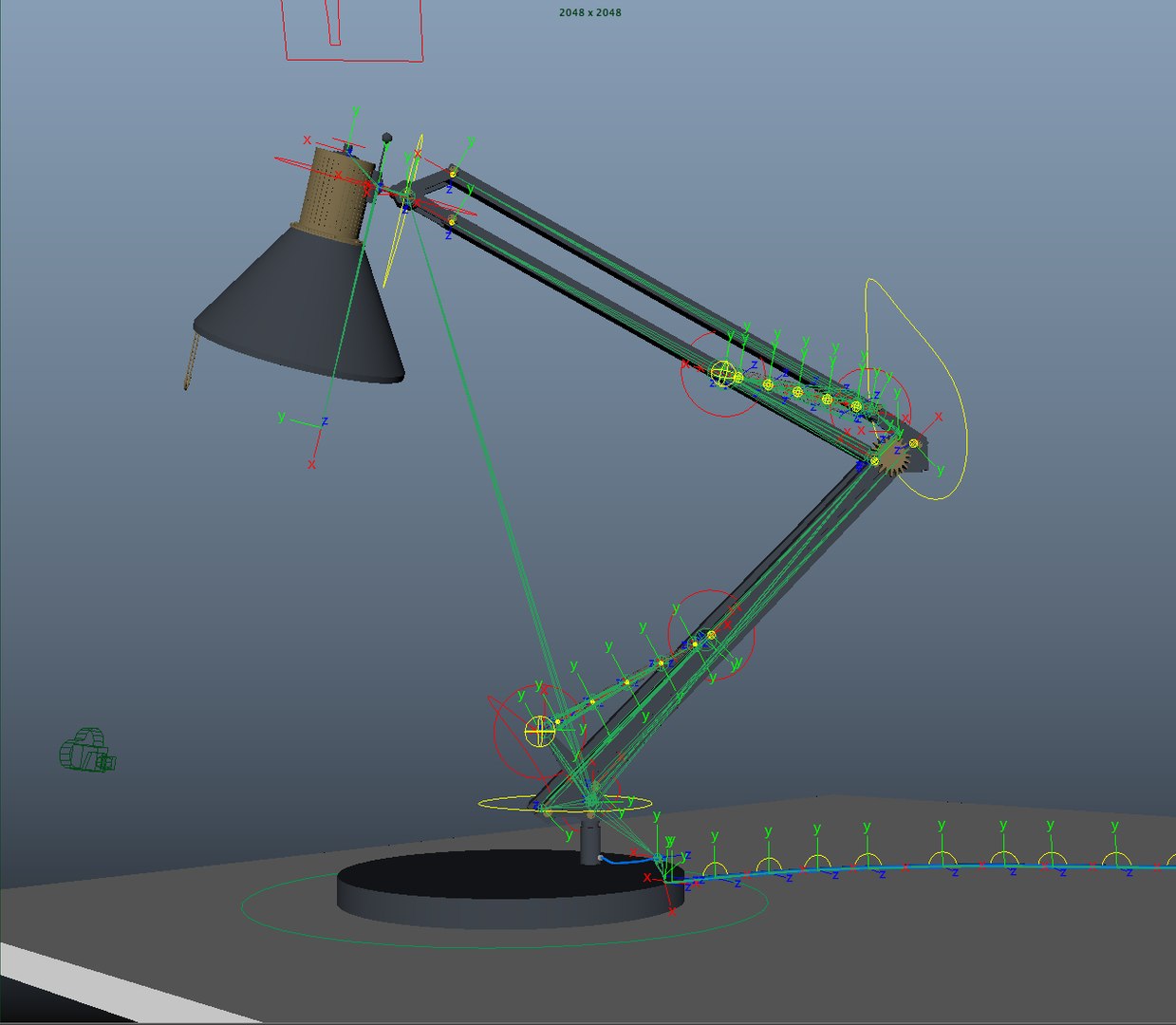 3d rigged desk lamp