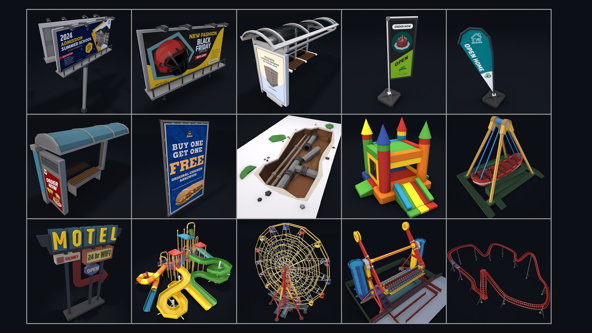 3D Low Poly City Mega Pack 2 model https://p.turbosquid.com/ts-thumb/2b/BXrVdD/YA/image53/jpg/1710760117/1920x1080/fit_q87/acfd94dbd0d7f51d5cc1f8b5aea63ed0a60f78ef/image53.jpg