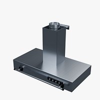 Three Filter Cooker Hood with Open Exhaust and Utensil Rail