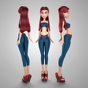 cartoon girl toon 3d 3ds