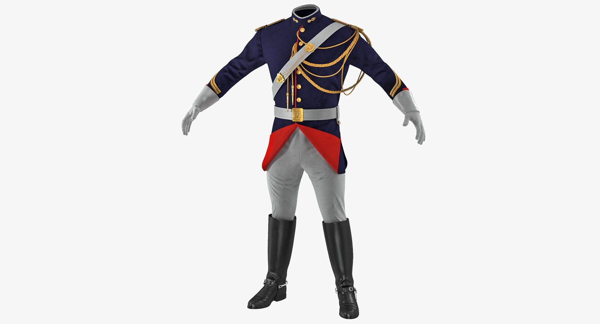 French Cuirassier Officers Uniform 3D model preview