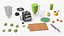 Blender with Green Smoothie and Fruits Black
