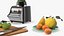 Blender with Green Smoothie and Fruits Black