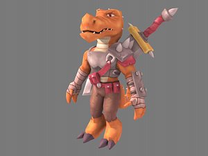 3D character lizard warrior model