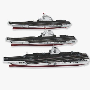 3D Chinese aircraft carriers CV16 CV17 CV18 with carrier-based aircraft fujian