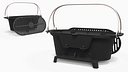 Open Cast Iron Grill with Burning Coals