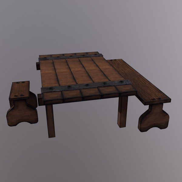 Old Table and Chair Game Ready - Low Poly 3D model