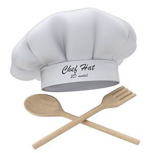 Chef Hat with Wooden Fork and Spoon