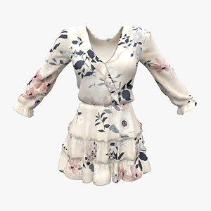 3D Ruffled Wrap Midi Dress model