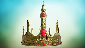 Old Medieval Crown PBR game ready Low-poly 3D model