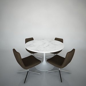 tulip table chairs 3d model
