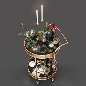 3D Bar Cart  drinks set