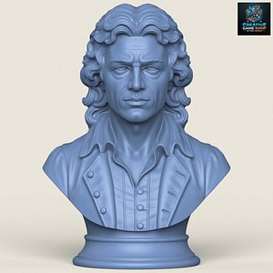 3D Sir Isaac Newton Bust Print Ready 3D Model