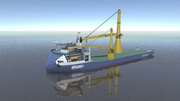 3D Jumbo heavy lift crane vessel low-poly 3d model
