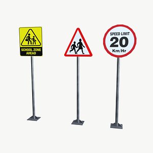 3D School Road Sign Boards