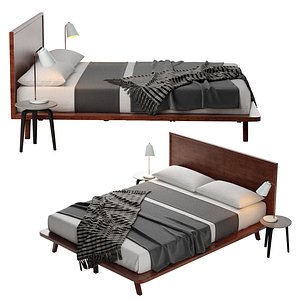 3D Brown Wood Bed
