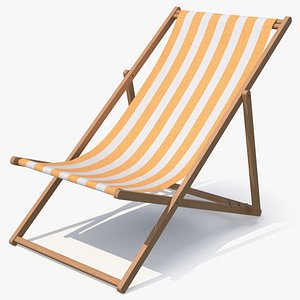 Folding Beach Chair Striped Fabric Yellow White
