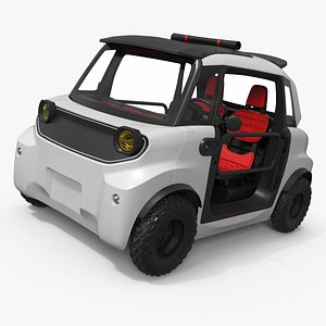 Minimalist Micro Electric Car White 3D model
