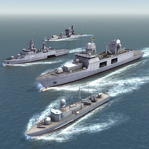 german navy ship set 3d 3ds