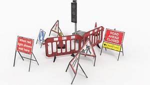 Road traffic sign set Low poly