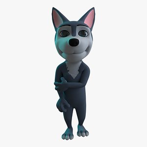 Stylized Young Wolf Rigged 3D model