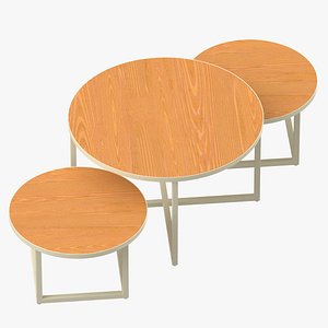 Display Round Table Set Type 03 Light Wood Beige Black Gray and White