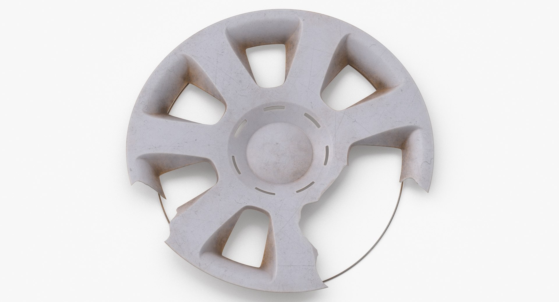 3D Model Hubcap 01 Dirty Discarded And Damaged Broken TurboSquid 2027258