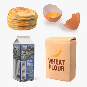 Pancakes with Ingredients Preparing Collection