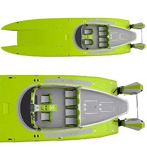 Detailed Mystic Powerboat C3800 CRAZY LIME hquality 3D model
