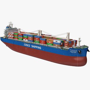 Cosco Chang Qing Cargo Ship with Containers 3D model