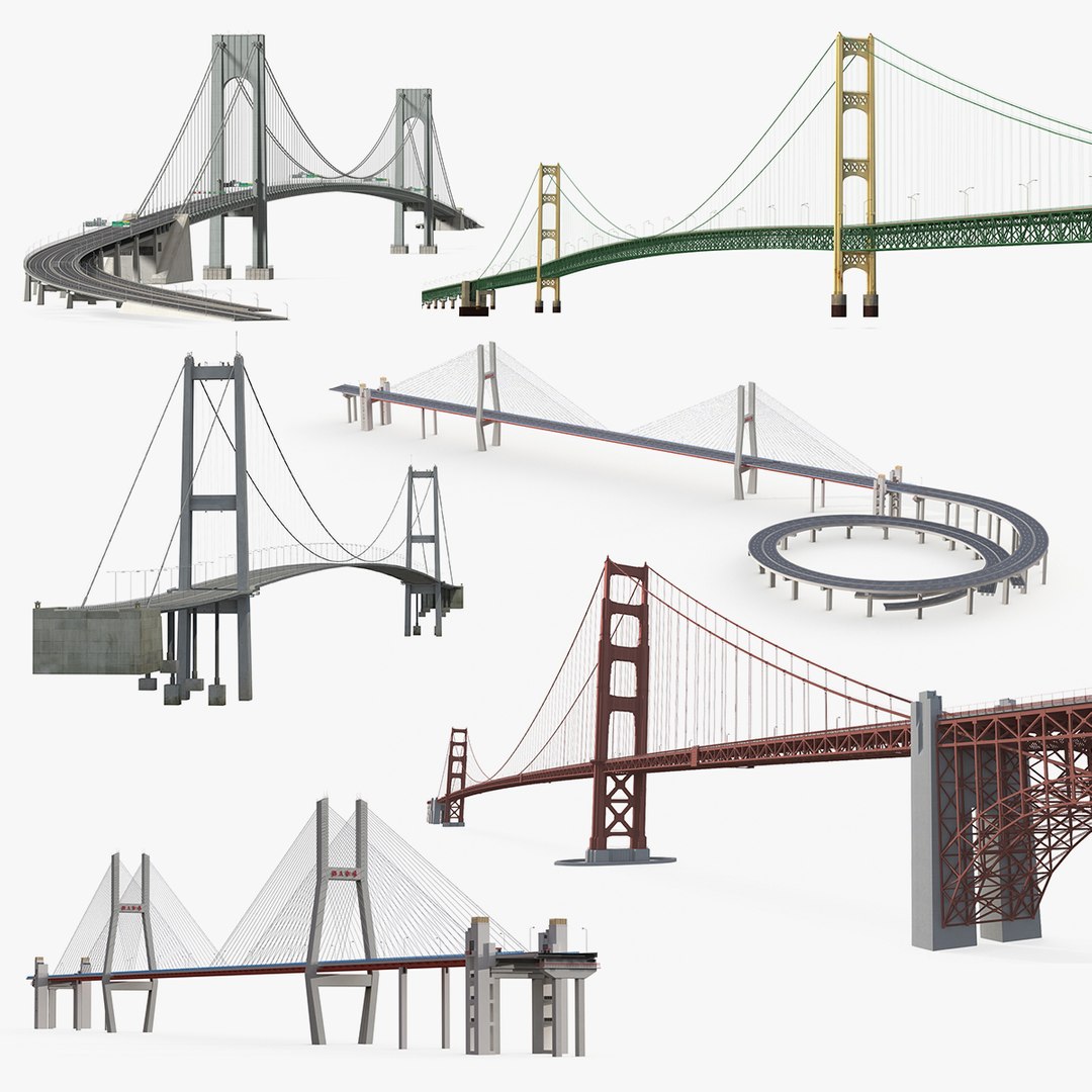 Suspension Bridges Collection 4 3D model preview