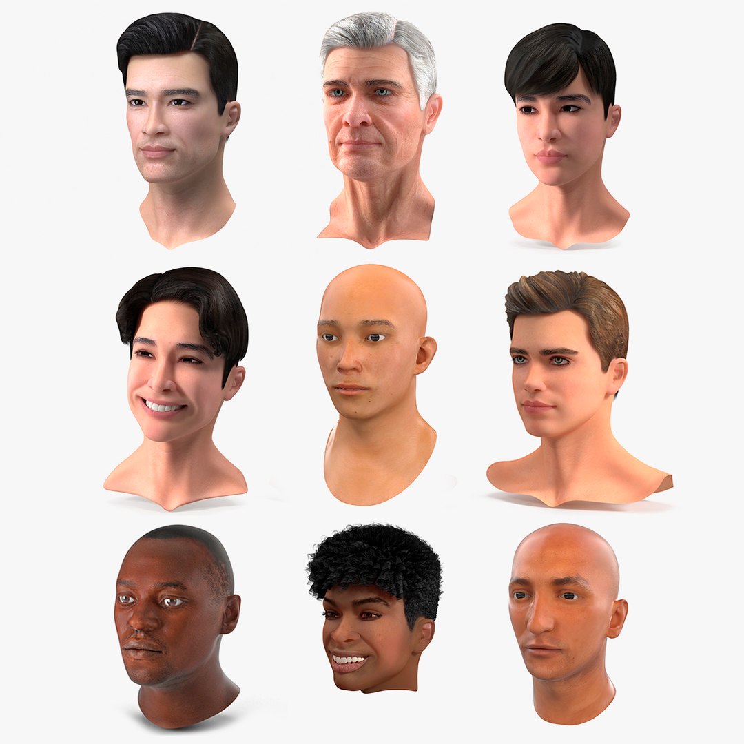 Male Heads Collection 6 3D model preview