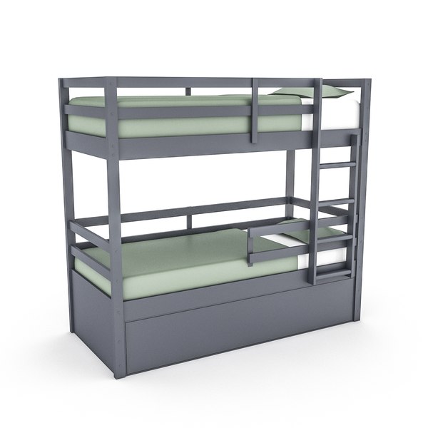 3D modern wooden bunk bed