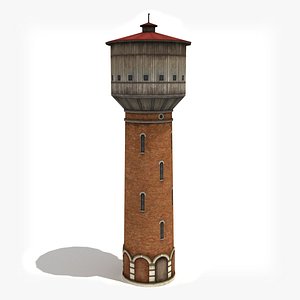 3d low-poly water tower model