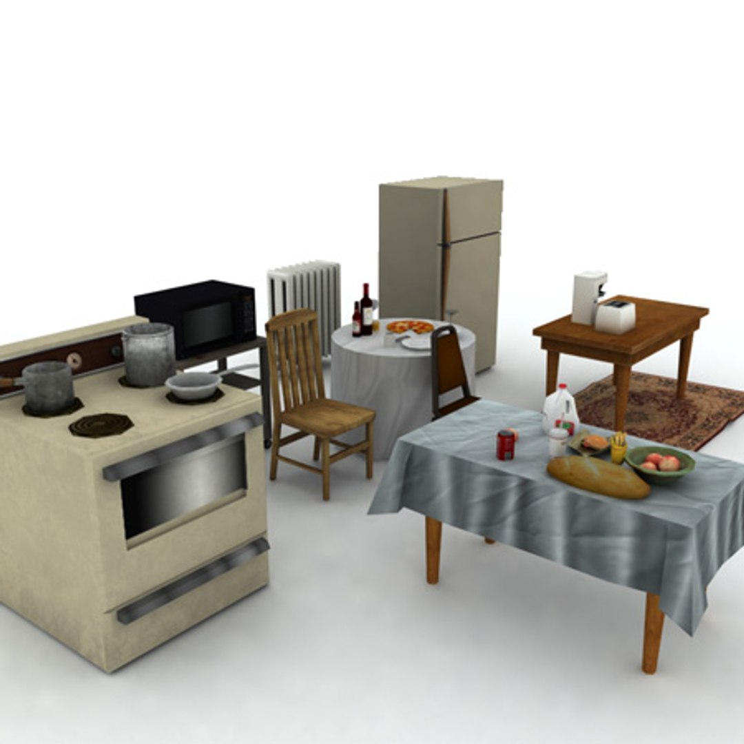 Kitchen Props Pots 3ds