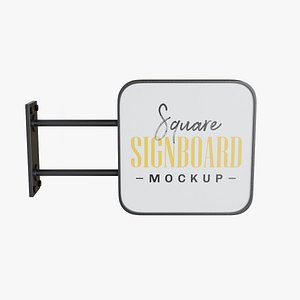 3D model rounded square signboard