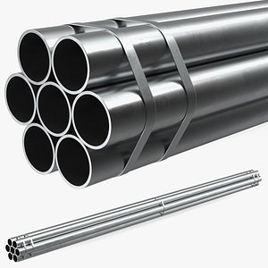 Thick Steel Pipes Bundle 6 Meters 3D model