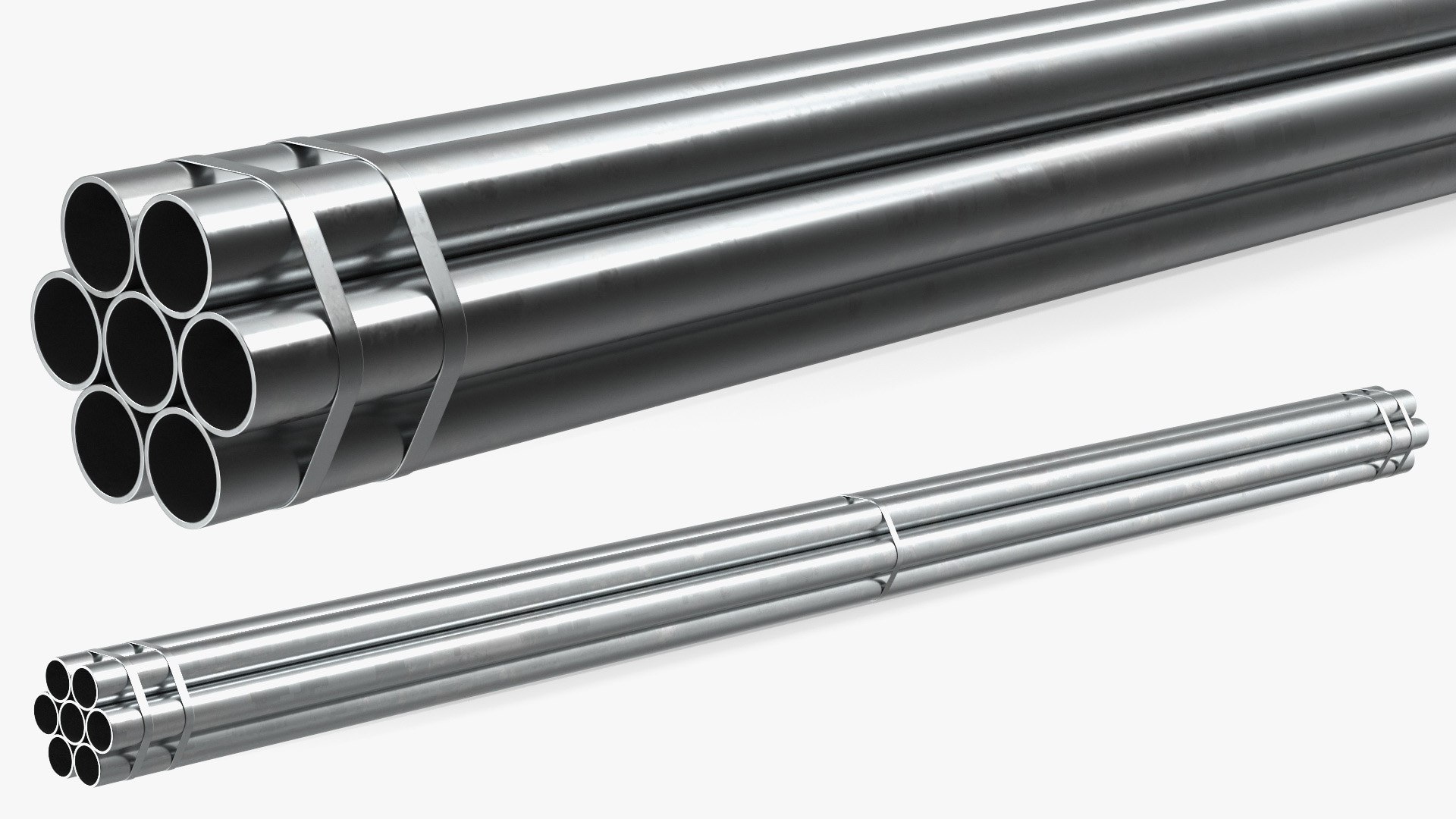 Thick Steel Pipes Bundle 6 Meters 3D model preview