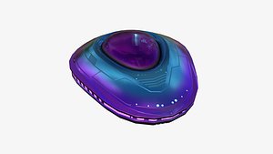 3D model Allien Spaceship UFO C04 Purple Blue - Sci Fi Spacecraft Design