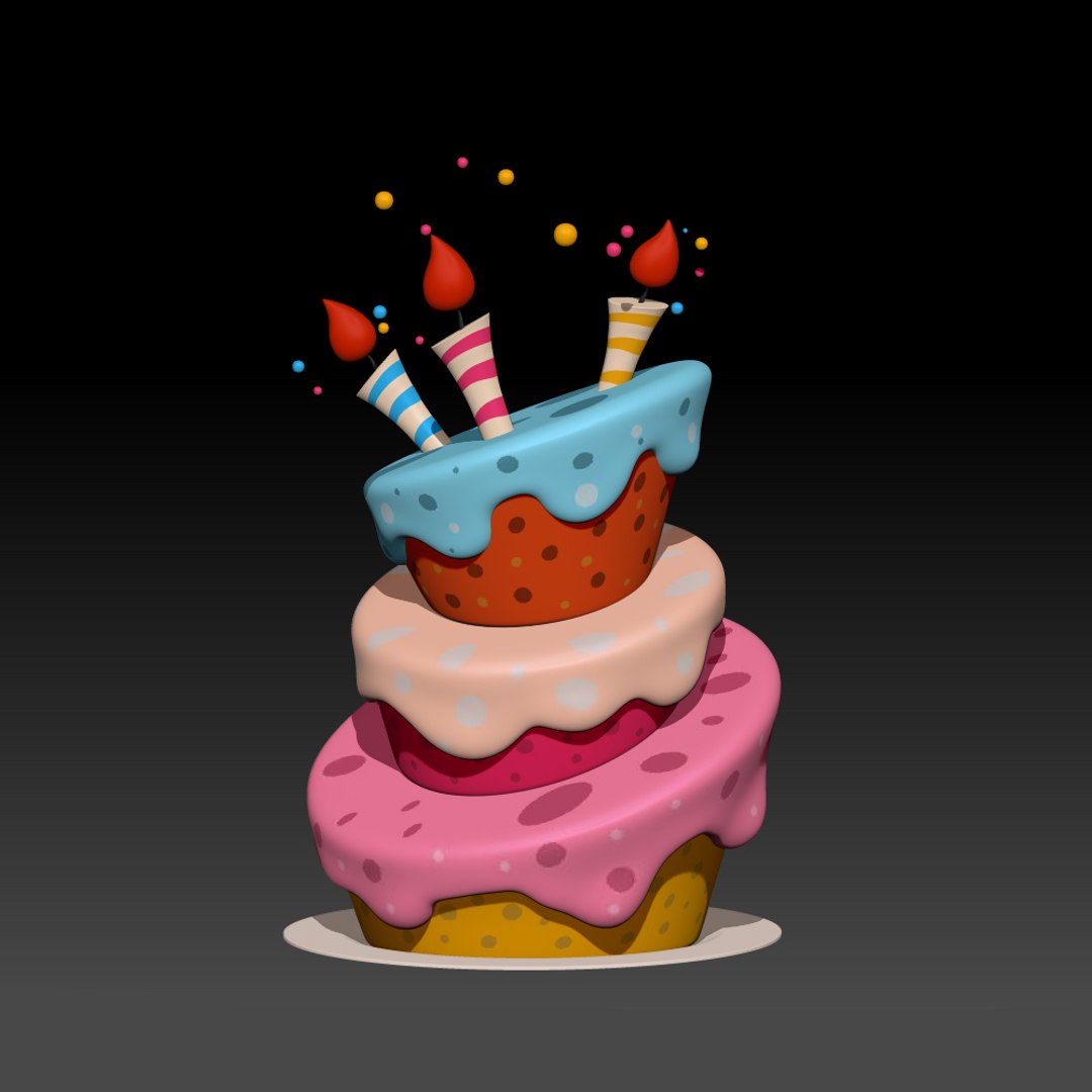 360 view of Birthday Cake 3D model - 3DModels store
