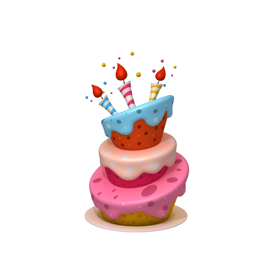 3d Birthday Cake 02 Cartoon Model Turbosquid 1719582 