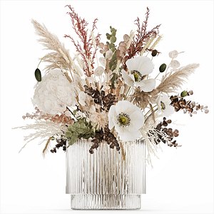 Bouquet Dried Flowers Hydrangea Pampas Poppy Wheat 512