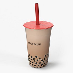 Mockup Bubble Tea Beverage with Straw