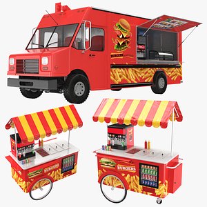 food truck cart burger 3D model