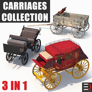carriages old wooden 3D model