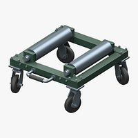 Workshop Wheel Dolly with Two Rollers and Detailed Swivel Casters