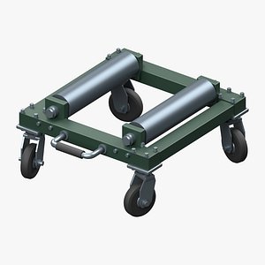 Workshop Wheel Dolly with Two Rollers and Detailed Swivel Casters