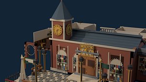Cozy Town Hall - 114 Stylized Low Poly Civic Building Assets 3D model