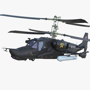 Kamov Ka-52 or Alligator Russian Attack Helicopter Rigged 3D Model